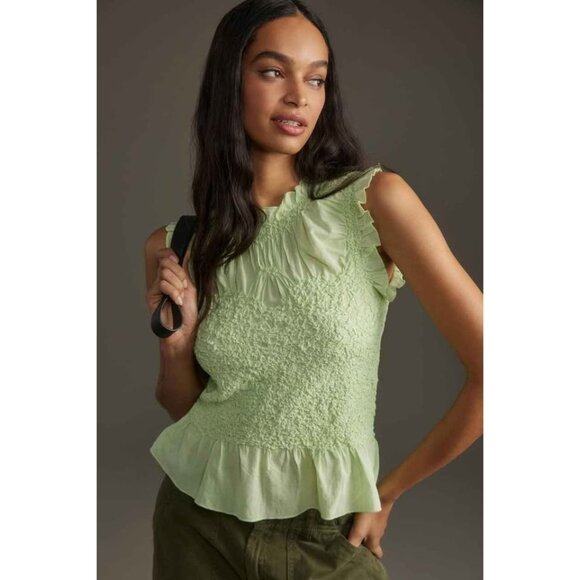 BNWT By Anthro textured smocked vest top, pastel color, L - Picture 1 of 6